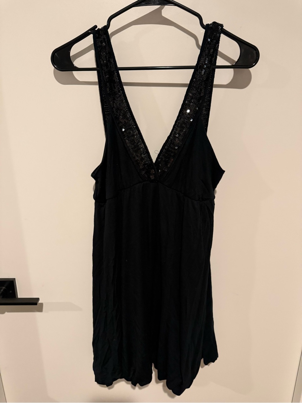 Black Sequin Bubble Trim Dress